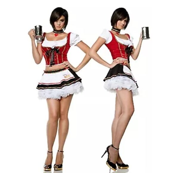 Seven 'til Mignight Costume Women Size M/L 4 Pcs Beer Babe W/ Top, Bustier & Top - Picture 2 of 6